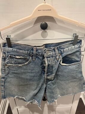 AGOLDE Distressed High-Rise Denim Cutoff Shorts - Light Blue